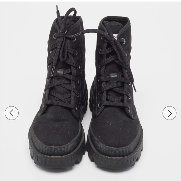 Moncler Black Canvas Pyla Ankle Boots Size 37 - Picture 6 of 7